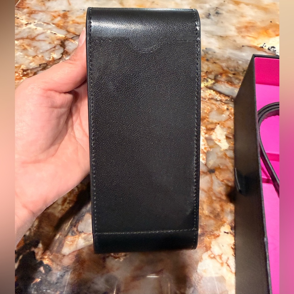 Valentino Garavani Black Leather Phone Holder with Strap - Picture 3 of 4